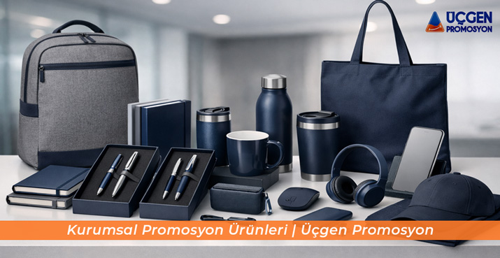 Kurumsal promosyon ürünleri: çanta, kalem seti, termos ve teknoloji ürünleriyle marka tutarlılığı sağlayan set