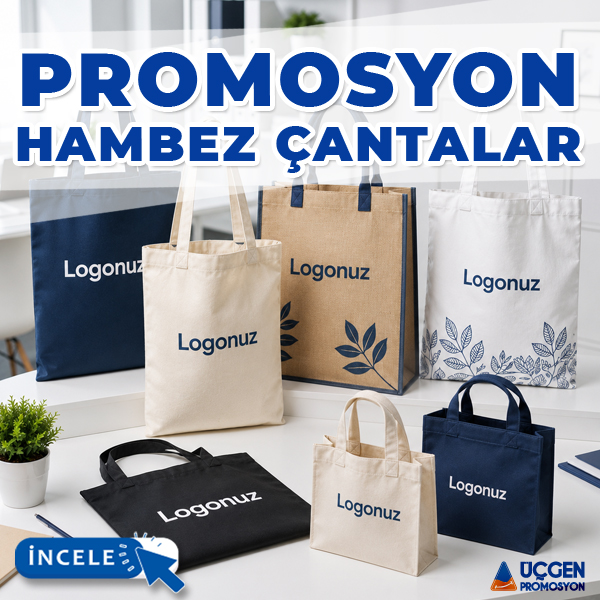 Logo baskılı promosyon hambez çantalar, farklı ebat ve renklerde kurumsal tanıtım için hambez çanta modelleri.