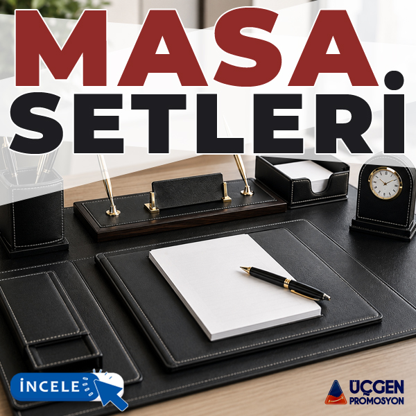 Logo baskılı promosyon masa setleri ve kurumsal ofis masa aksesuarları
