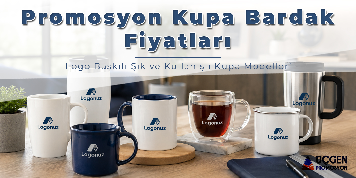 Logo baskılı promosyon kupa bardak modelleri, seramik kupa, porselen kupa, cam kupa, emaye kupa ve termo kupa çeşitleri