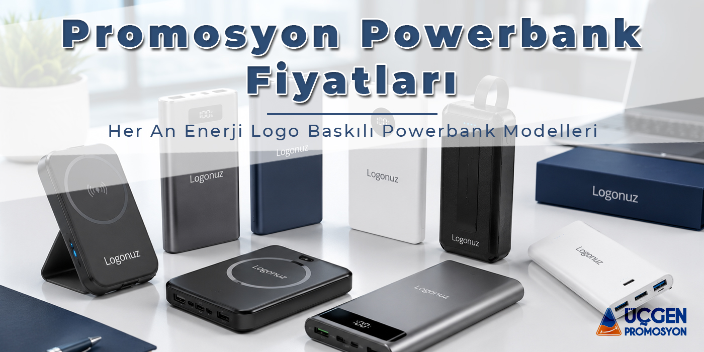 Logo baskılı promosyon powerbank modelleri, taşınabilir şarj cihazları ve teknolojik kurumsal hediyeler