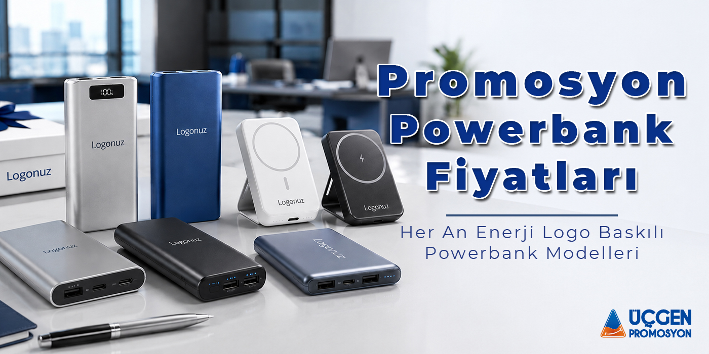Logo baskılı promosyon powerbank modelleri, taşınabilir şarj cihazları ve teknolojik kurumsal hediyeler