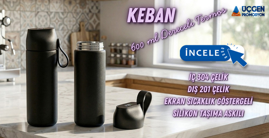 Ankara Promosyon KEBAN SİYAH 600 ML DERECELİ TERMOS