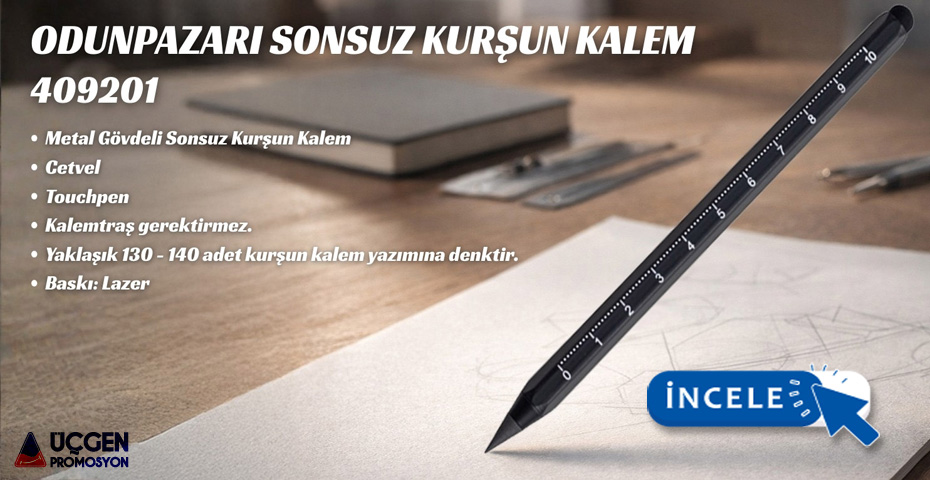 Ankara Promosyon ODUNPAZARI SİYAH SONSUZ KURŞUN KALEM