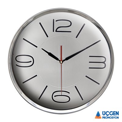 ATHENA305 GÜMÜŞ METAL ÇERÇEVE DUVAR SAATİ (360 MM)