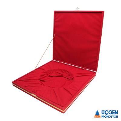 DENİM KIRMIZI KADİFE TABAK KUTUSU (27X27 CM)