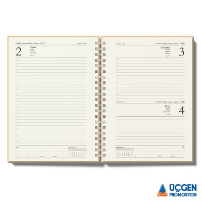 3084-17X24 GÖLBAŞI KUŞE MUKAVVA SIVAMA SPİRALLİ AJANDA (17X24 CM) - 3