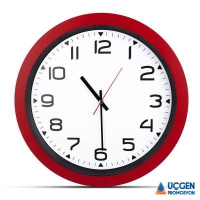 Ankara HERA KIRMIZI PLASTİK KASA DUVAR SAATİ (350MM)