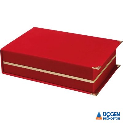 879204 KAŞMİR KIRMIZI KADİFE PLAKET KUTUSU (14X24 CM) - 2