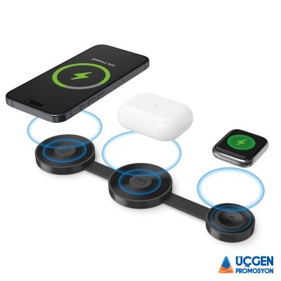267201 KERVAN SİYAH 3 LÜ WIRELESS ŞARJ STANDI - 3